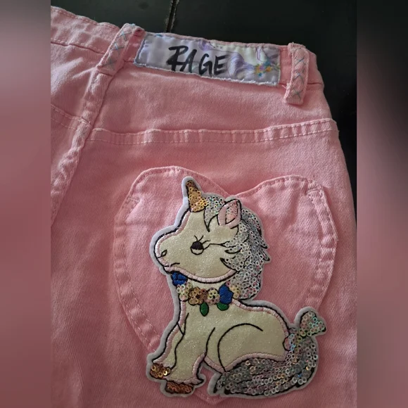 Custom RAGE Pink Unicorn Kawaii Shorts! OOAK! SZ Xs-Sm, 25"-28" waist - Picture 6 of 8